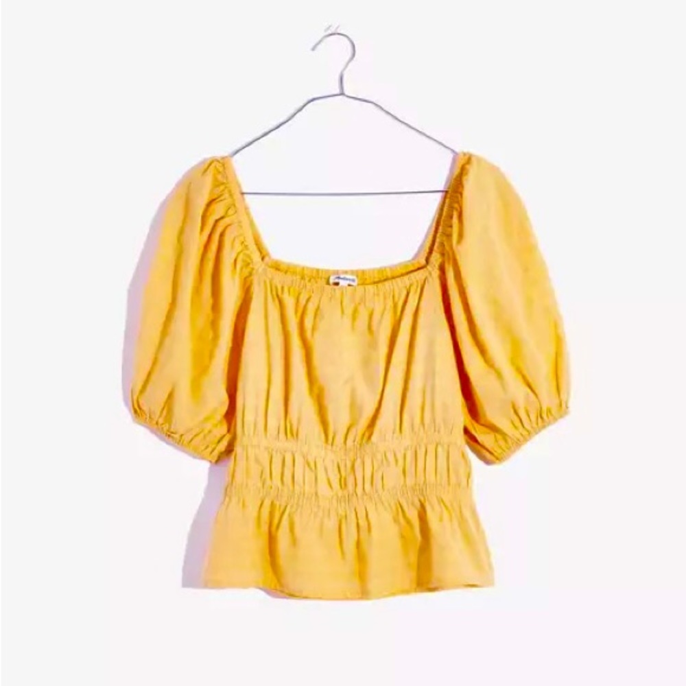 Madewell Yellow Puff-Sleeve Top Size S